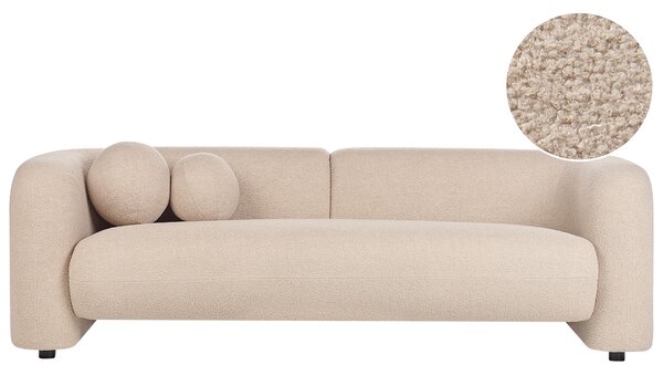3-miestna pohovka béžová buklé čalúnenie extra vankúše retro glamour art deco štýl