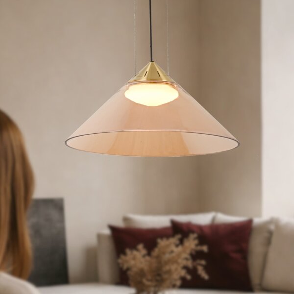 Závesný luster na lanku PRESTO 1xGX53/10W/230V pr. 42 cm zlatá/dymovo-béžová