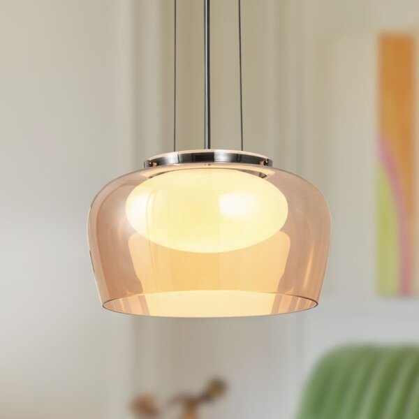 Luster na lanku INSIEME 1xGX53/10W/230V pr. 35 cm dymová béžová