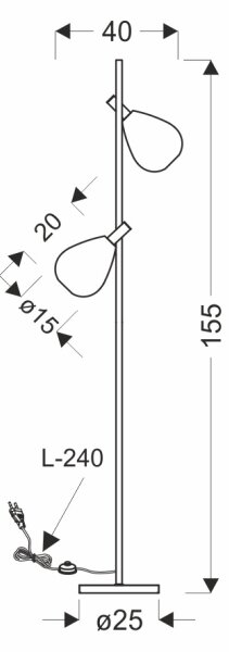 Stojacia lampa DENSO 2xG9/5W/230V čierny chróm/medená