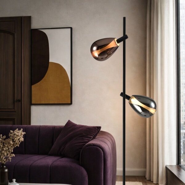 Stojacia lampa DENSO 2xG9/5W/230V čierny chróm/medená