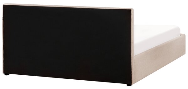 Posteľ s úložným priestorom béžová buklé čalúnenie 160 x 200 cm s čelom moderný štýl spálňa