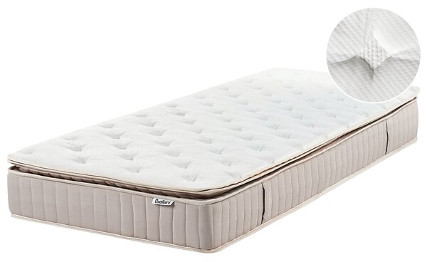 Latexový matrac s taštičkovými pružinami biela béžová 90 x 200 cm stredne tvrdý jednolôžkový snímateľný poťah polyester spálňa doplnky