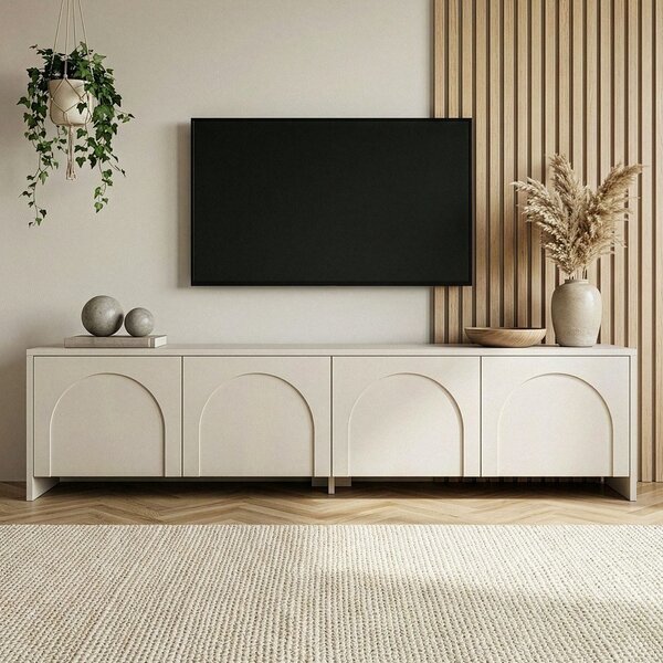 Krémovobiely TV stolík 180x45x32 cm Aurelia – Kalune Design