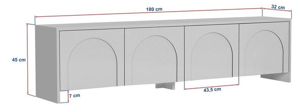 Krémovobiely TV stolík 180x45x32 cm Aurelia – Kalune Design