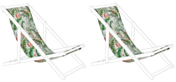 Poťah na záhradné ležadlo viacfarebný polyester 113 x 44 cm zvierací vzor plameniakov sada 2 kusov náhradné poťahy moderný štýl záhrada