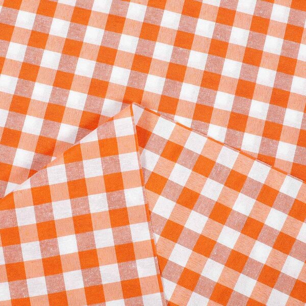 Biante Dekoračný behúň na stôl Rebeka RE-005 Oranžovo-biela kocka stredná 20x120 cm