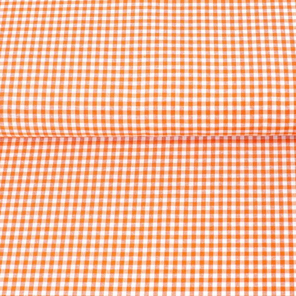 Dekoračná látka Rebeka RE-006 Oranžovo-biela kocka malá - šírka 140 cm