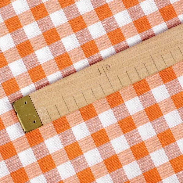 Biante Dekoračný behúň na stôl Rebeka RE-005 Oranžovo-biela kocka stredná 20x120 cm