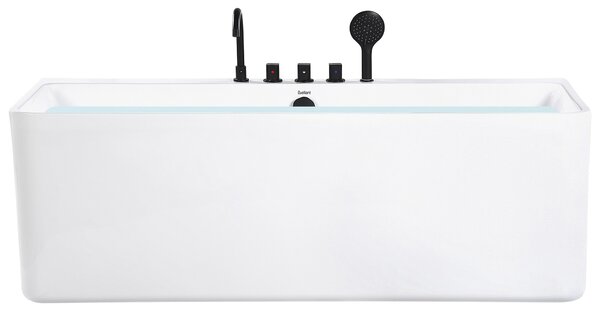 Vaňa k stene biela čierna akrylát kov 170 x 75 cm obdĺžnikový tvar pre 1 osobu moderný štýl kúpeľňa
