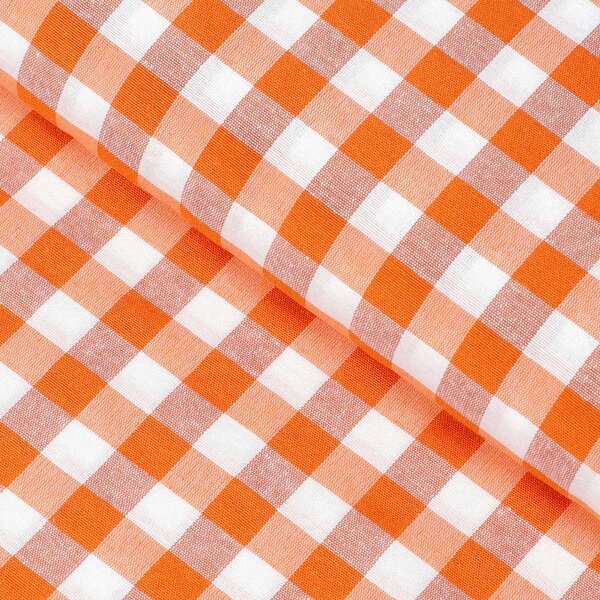 Biante Dekoračný behúň na stôl Rebeka RE-005 Oranžovo-biela kocka stredná 20x120 cm