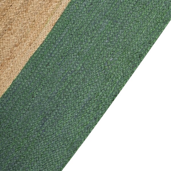 Koberec zelený jutový 200 x 300 cm pletený ručne vyrobený geometrický vzor prírodný boho štýl textil