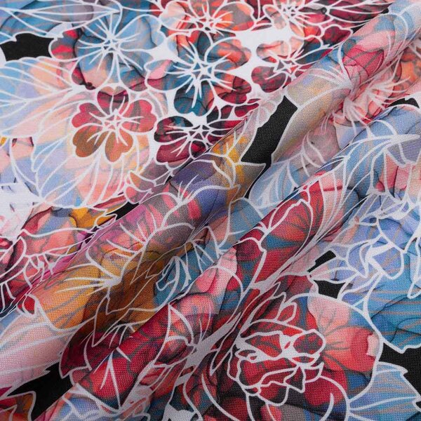 Biante Dekoračný záves Rongo RGP-503 Červeno-modré kvety 140x140 cm