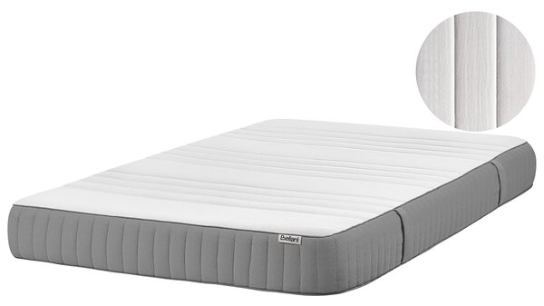 Matrac z pamäťovej peny biely a sivý polyester 90 x 200 cm stredne tvrdý so snímateľným poťahom memory foam