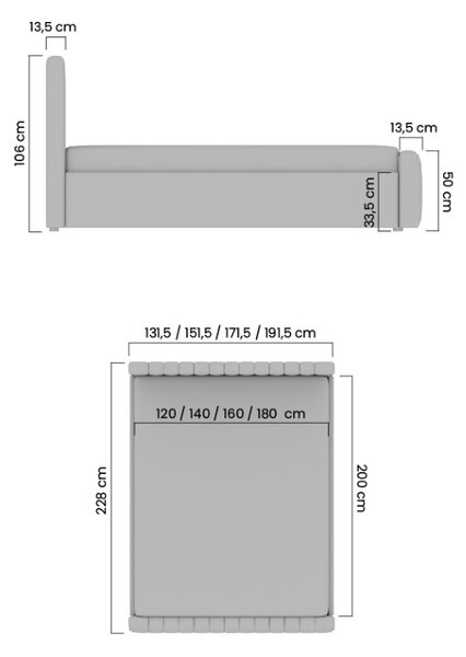Čalúnená posteľ Livani 160x200 s úložným priestorom - béžový velúr Velluto 2