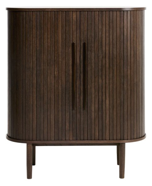 Skrinka v dekore duba s posuvnými dverami v tmavo prírodnej farbe 100x118x40 cm Meta – Unique Furniture