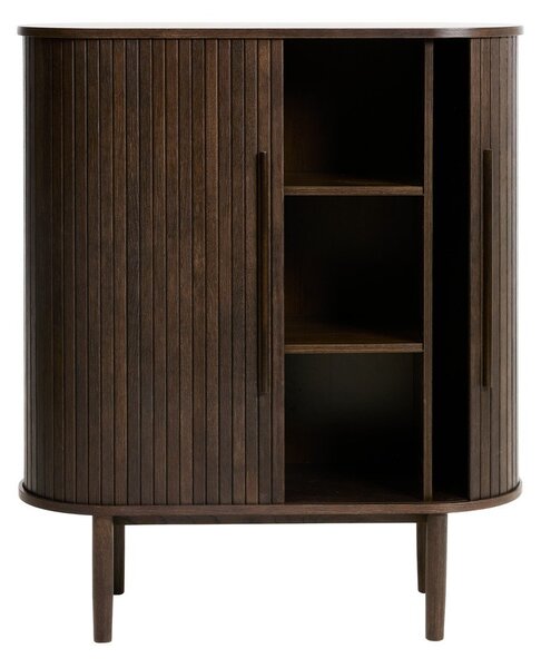 Skrinka v dekore duba s posuvnými dverami v tmavo prírodnej farbe 100x118x40 cm Meta – Unique Furniture