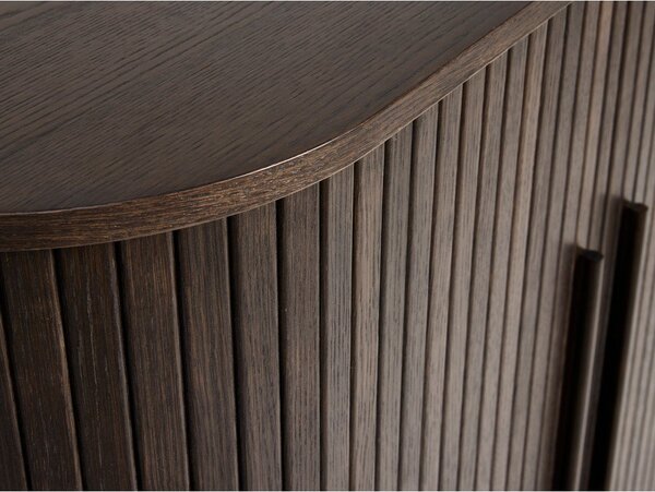 Skrinka v dekore duba s posuvnými dverami v tmavo prírodnej farbe 100x118x40 cm Meta – Unique Furniture