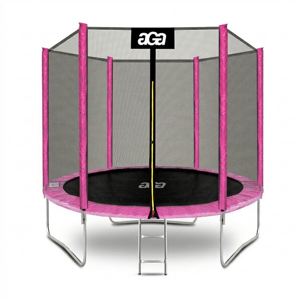 Aga SPORT TOP Trampolína 250 cm Pink + ochranná sieť + schodíky