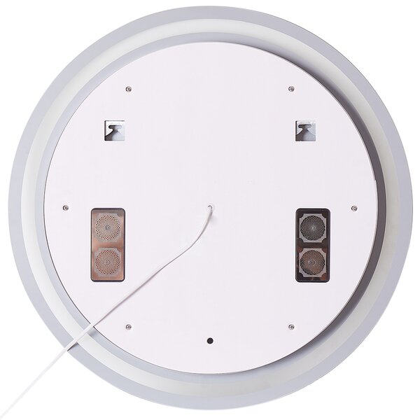 Kúpeľňové nástenné LED zrkadlo strieborné okrúhle 60 x 60 cm s Bluetooth reproduktorom