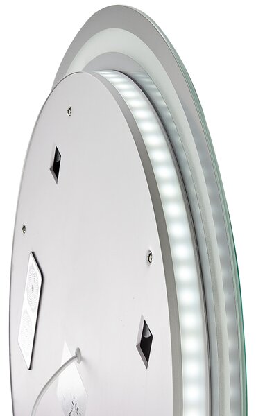 Kúpeľňové nástenné LED zrkadlo strieborné okrúhle 60 x 60 cm s Bluetooth reproduktorom