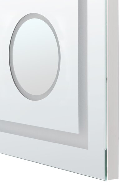 Kúpeľňové nástenné LED zrkadlo strieborné obdĺžnikové 80 x 60 cm s Bluetooth reproduktorom