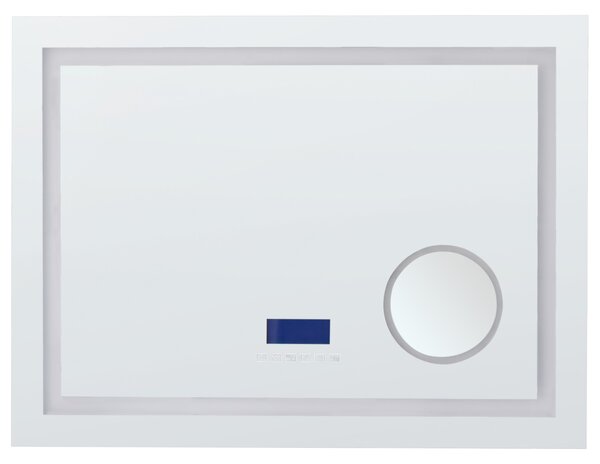 Kúpeľňové nástenné LED zrkadlo strieborné obdĺžnikové 80 x 60 cm s Bluetooth reproduktorom