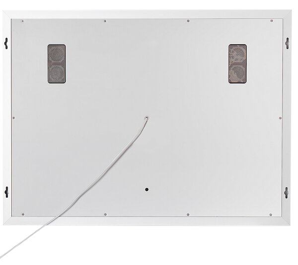 Kúpeľňové nástenné LED zrkadlo strieborné obdĺžnikové 80 x 60 cm s Bluetooth reproduktorom