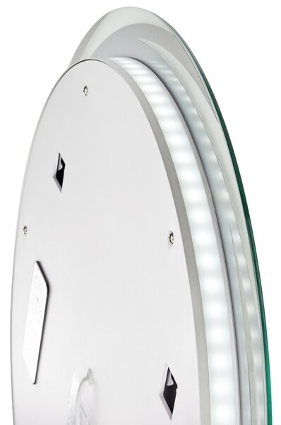 Kúpeľňové nástenné LED zrkadlo strieborné okrúhle 60 x 60 cm s Bluetooth reproduktorom