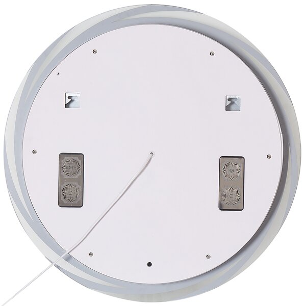 Kúpeľňové nástenné LED zrkadlo strieborné okrúhle 60 x 60 cm s Bluetooth reproduktorom