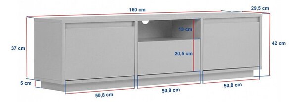 Biely/v prírodnej farbe TV stolík v dekore borovice 160x42x30 cm Sentinel – Kalune Design
