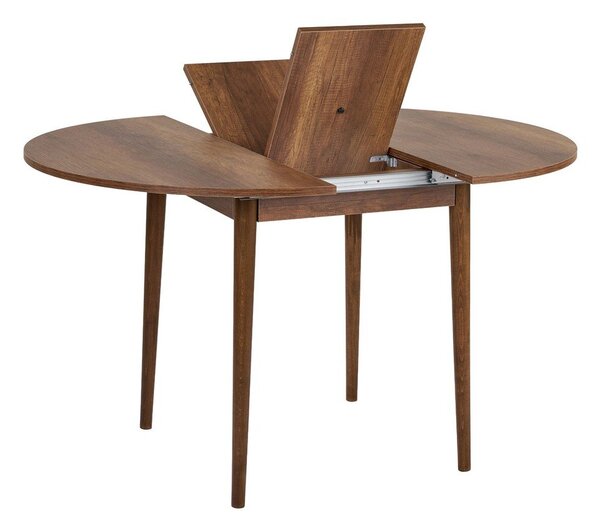 Okrúhly rozkladací jedálenský stôl s prídavnou doskou v dekore orecha ø 100 cm Viona – Kalune Design