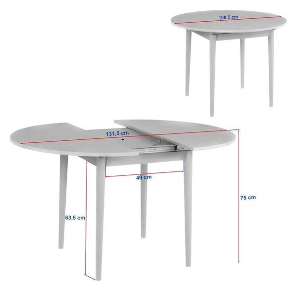 Okrúhly rozkladací jedálenský stôl s prídavnou doskou v dekore orecha ø 100 cm Viona – Kalune Design