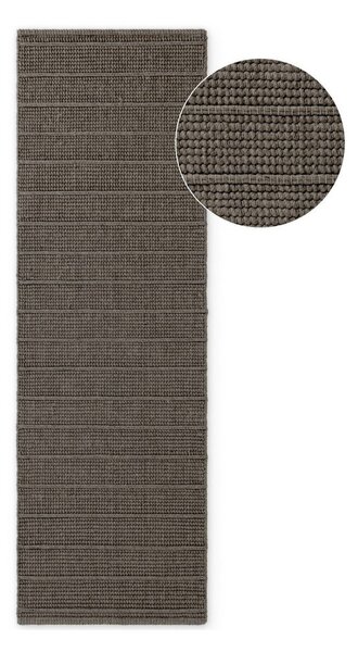 Tmavosivý/tmavohnedý ručne tkaný vlnený behúň 80x250 cm Camden Parker – Ted Baker