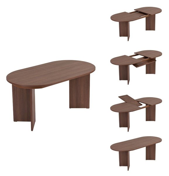 Rozkladací jedálenský stôl s prídavnou doskou v dekore orecha 90x160 cm Sorell – Kalune Design