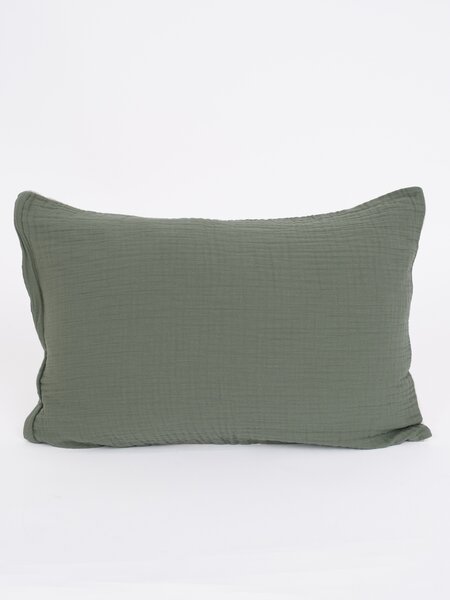 Mušelínová obliečka na vankúš 40 x 60 cm - Alexia Duo olivová/prírodná