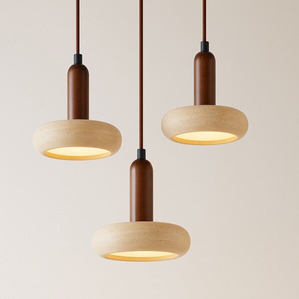 Hnedé/béžové LED závesné svietidlo s kamenným tienidlom ø 15 cm Karo – Opviq lights