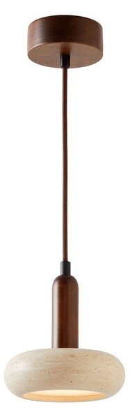 Hnedé/béžové LED závesné svietidlo s kamenným tienidlom ø 15 cm Karo – Opviq lights