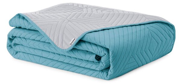 Modrý/svetlosivý prešívaný pléd z mikrovlákna 220x240 cm Softa – Restilo