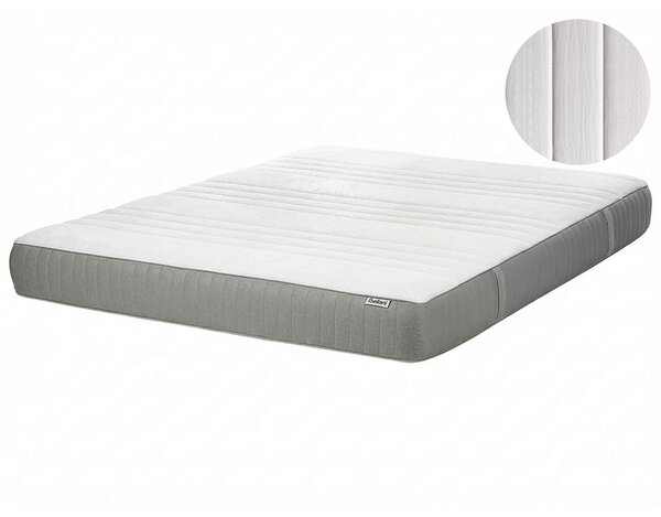Matrac z pamäťovej peny biely a sivý polyester 180 x 200 cm stredne tvrdý so snímateľným poťahom memory foam