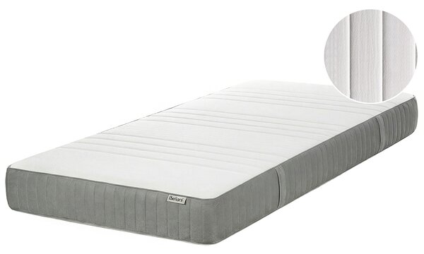 Penový matrac biely a sivý polyester 90 x 200 cm stredne tvrdý snímateľný poťah so zipsom
