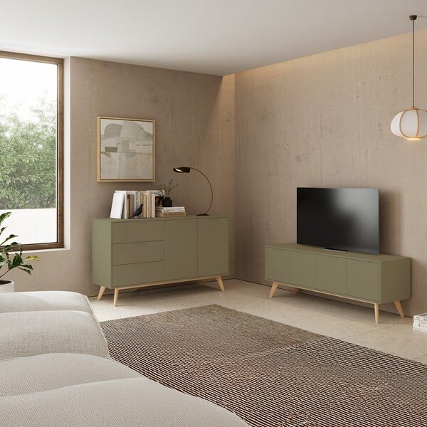 Zelená matná komoda 140x81x40 cm Campus – Marckeric