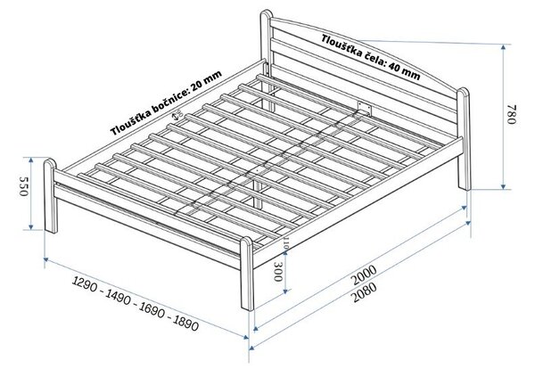 Dvojlôžková posteľ z bukového dreva s roštom 180x200 cm v prírodnej farbe Bellariva – B.E.S