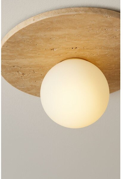 Béžové kamenné stropné svietidlo so skleneným tienidlom ø 12 cm Hilde – Opviq lights