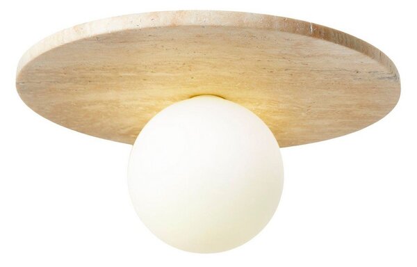 Béžové kamenné stropné svietidlo so skleneným tienidlom ø 12 cm Hilde – Opviq lights