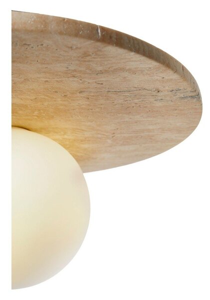 Béžové kamenné stropné svietidlo so skleneným tienidlom ø 12 cm Hilde – Opviq lights