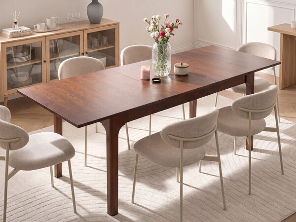 Rozkladací jedálenský stôl tmavý jaseň MDF 160/200 x 90 cm dyhovaná vrchná doska moderný dizajn kuchynský stôl