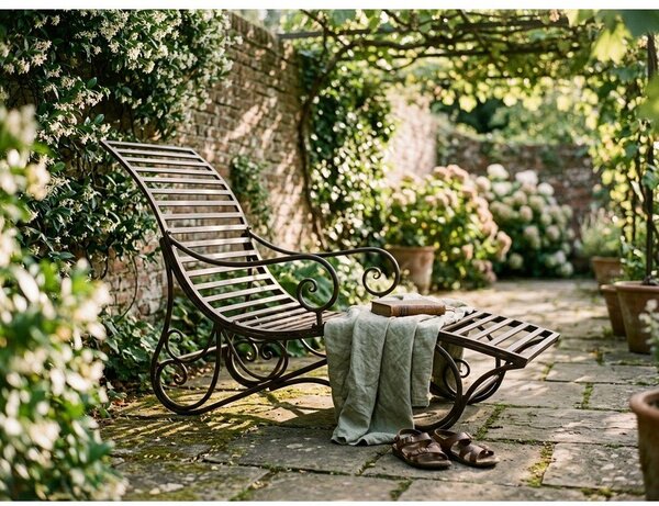Tmavohnedé kovové záhradné ležadlo Kuwa – Garden Pleasure