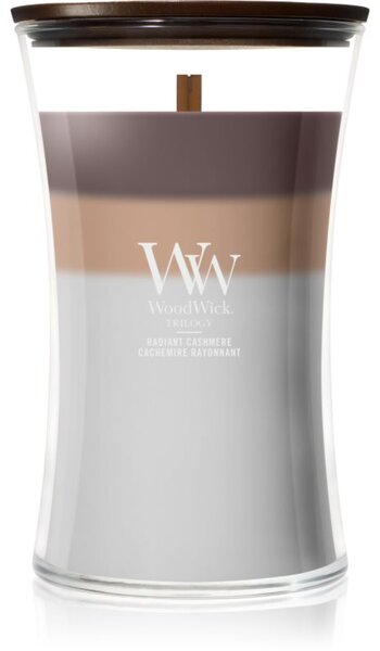 Woodwick Trilogy Radiant Cashmere vonná sviečka s dreveným knotom 610 g