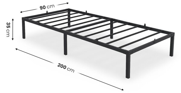 NovýNábytok.sk Jednolôžková posteľ 90x200 cm Mettala (čierna) (s roštom) . Akcia -19%. Vlastná spoľahlivá doprava až k Vám domov. 1159759